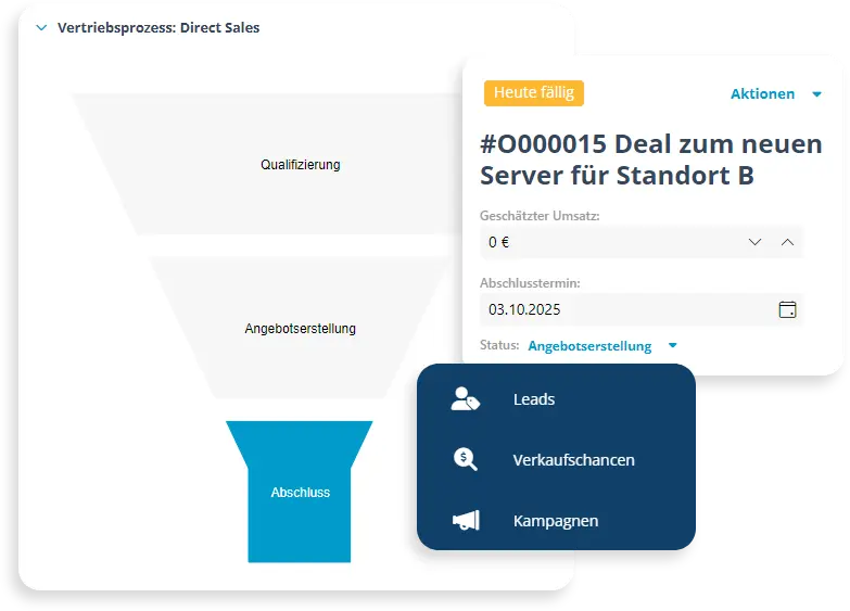 Vertriebstools für Lead-Management, Opportunities und Kampagnen mit KI-gestützter Visitenkarten-Erfassung